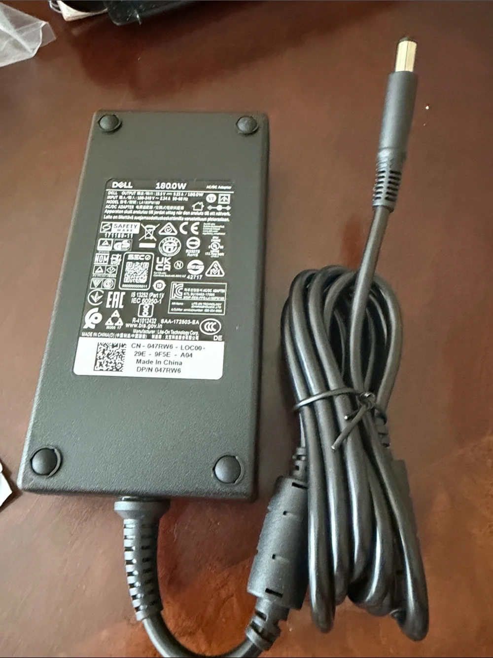Dell Black 180W Laptop Power Adapter with DC Barrel Connector